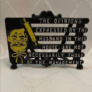 Mid Century Humorous Sign Metal Kitchen Napkin Holder
